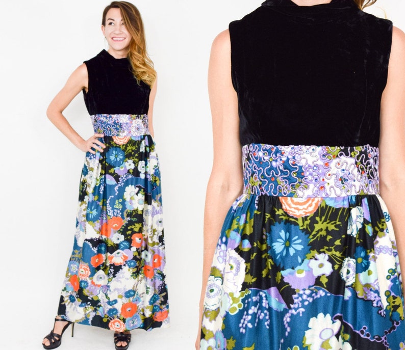black flowered maxi dress