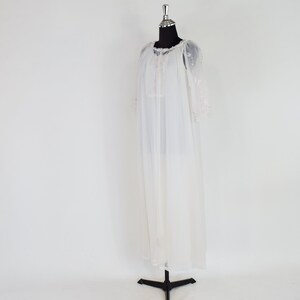 1950s White Long Peignoir Set 50s White Sheer Nylon Peignoir Miss Elaine Medium image 4