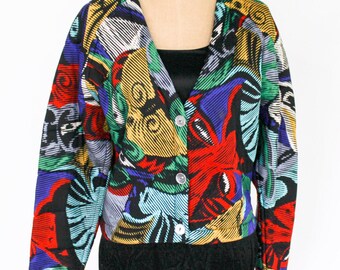 1980s Missoni Silk Jacket | Vintage Abstract Quilted Coat, Large
