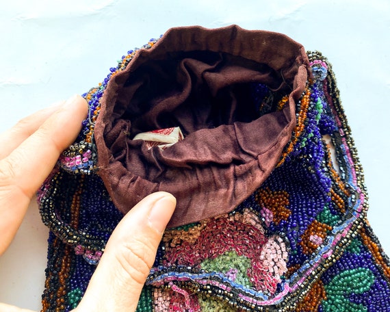 1900s Blue Floral Beaded Evening Bag | Blue & Pin… - image 9