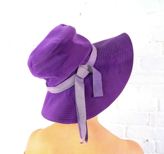 1970s Evelyn Varon Purple Velvet Floppy Hat | Vintage Boho  display picture 1