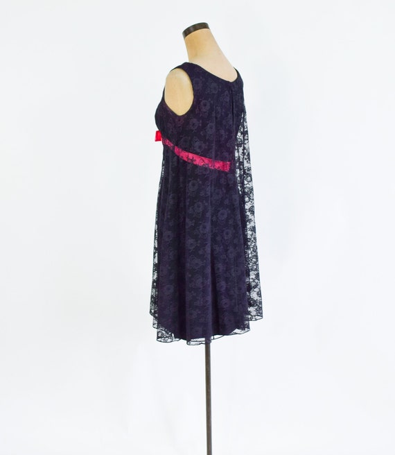 1960s Black Lace & Hot Pink Party Dress | 60s Bla… - image 7