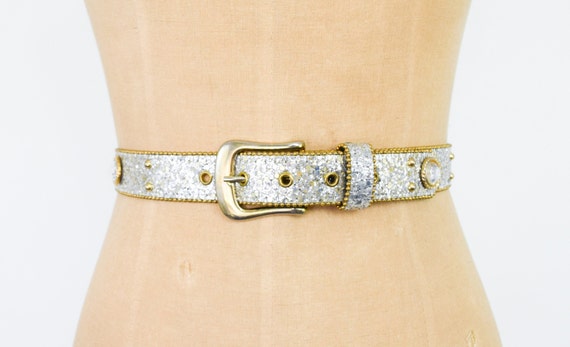 silver glitter belt