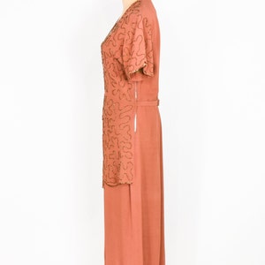 1940s Copper Beaded Evening Dress 40s Orange Beaded Evening Gown Old Hollywood Large image 4