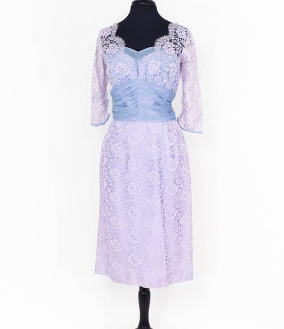 1950s Lavender Lace Party Dress | 50s Lavender La… - image 3