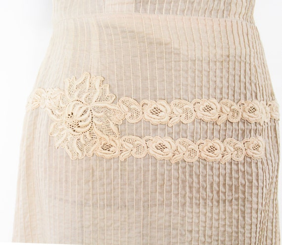1950s Beige Cotton Summer Dress | 50s Creme & Lac… - image 8