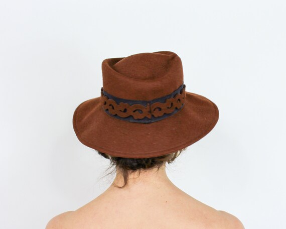 1980s Brown Wool Felt Hat | 80s Brown Wool Hat | … - image 4