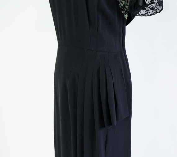 1940s Black Lace Crepe Dress | Vintage Black Cock… - image 8