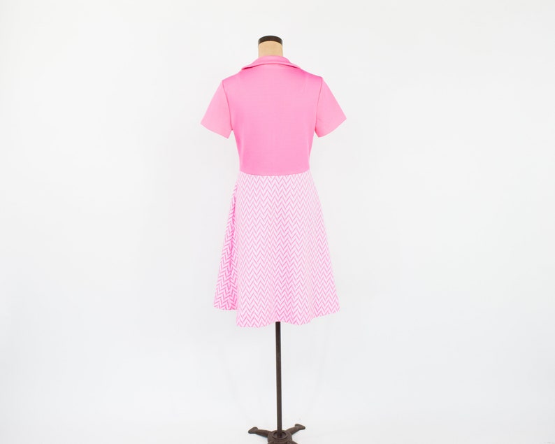 1960s Pink Zig Zag Dress 60s Pink Polyester Dress | Etsy