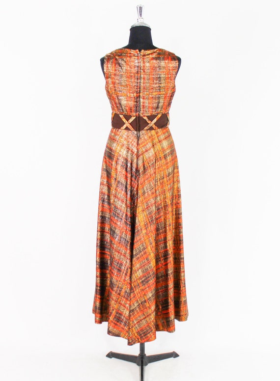 1970s Metallic Orange & Brown Evening Dress | 70s… - image 5