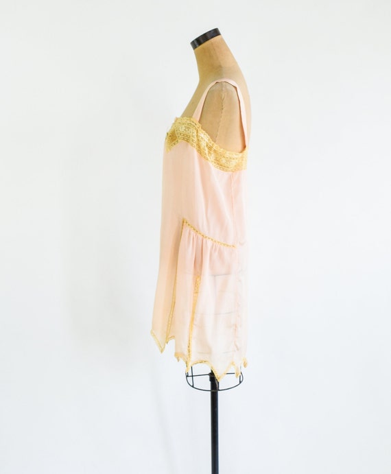 1920s Peach Silk Slip Lingerie | 20s Pink Silk Li… - image 4