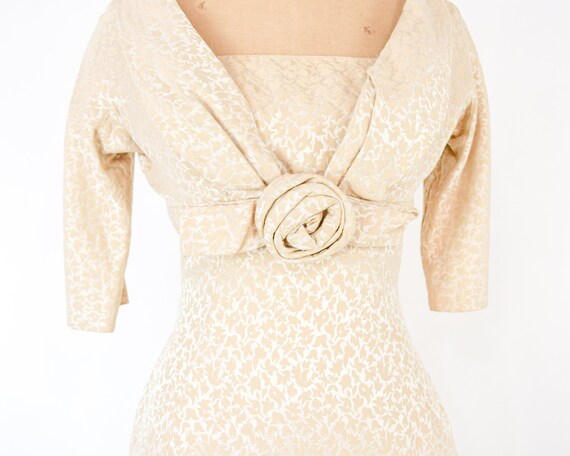 1950s Beige Brocade Sheath Dress & Jacket | 50s B… - image 8