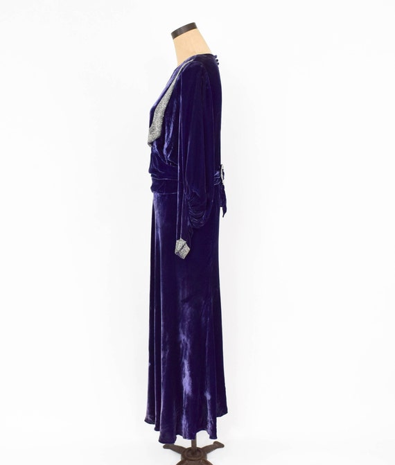 1900s Purple Silk Velvet Gown | Purple Beaded Eve… - image 6