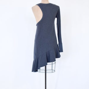 2000s Gray Knit Dress Gray Sweatshirt Dress Asymmetrical Gray Sport Dress ATKO Small image 4