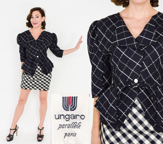 1980s Black & White Plaid Suit | 80s Black White S
