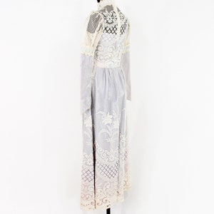 1970s White Lace Maxi Dress 70s Creme Lace Peasant Dress BoHo Wedding Joy Stevens California X Small image 5