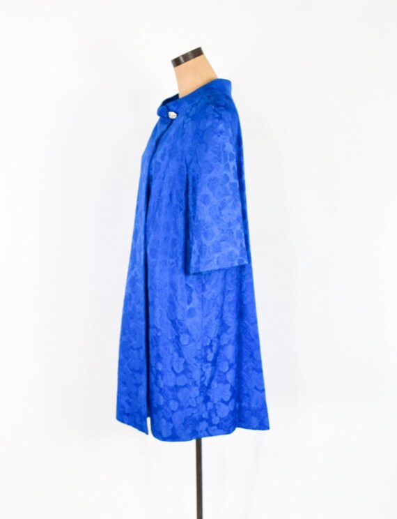 1960s Blue Brocade Dress & Coat | 60s Royal Blue … - image 3