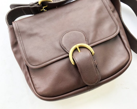 Vintage Coach Brown Leather Shoulder Bag | 1980s Buckle Flap - Etsy