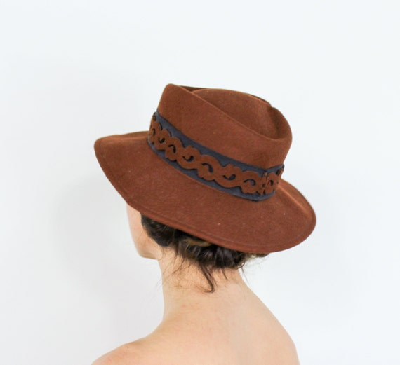 1980s Brown Wool Felt Hat | 80s Brown Wool Hat | … - image 3