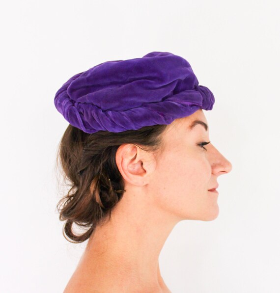 1920s-1930s Purple Silk Velvet Hat | 20s Purple V… - image 2