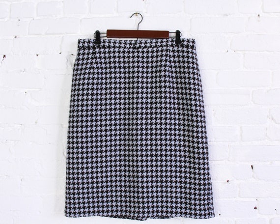 1980s Gray & Brown Houndstooth Skirt | 80s Hounds… - image 1