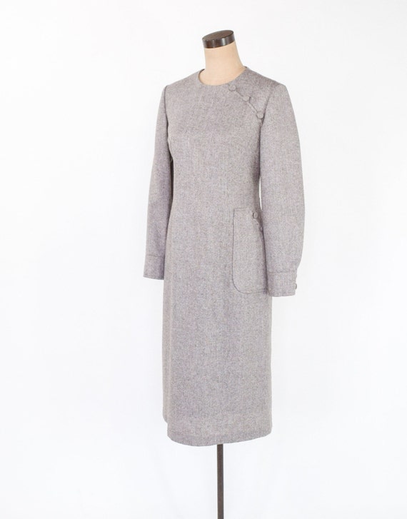 1950s Beige Wool Tweed Dress | 50s Beige Tweed Sh… - image 3