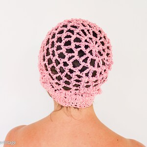 1970s Pink Crochet Hat 70s Pink Crochet Cloche 1920s-like Pink Cloche One Size image 8