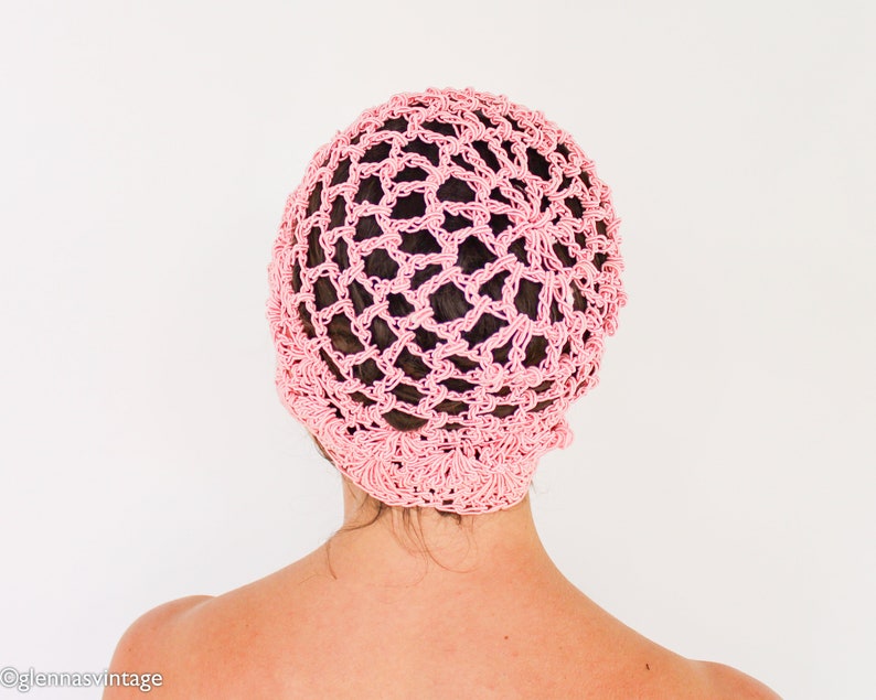 1970s Pink Crochet Hat 70s Pink Crochet Cloche 1920s-like Pink Cloche One Size image 8