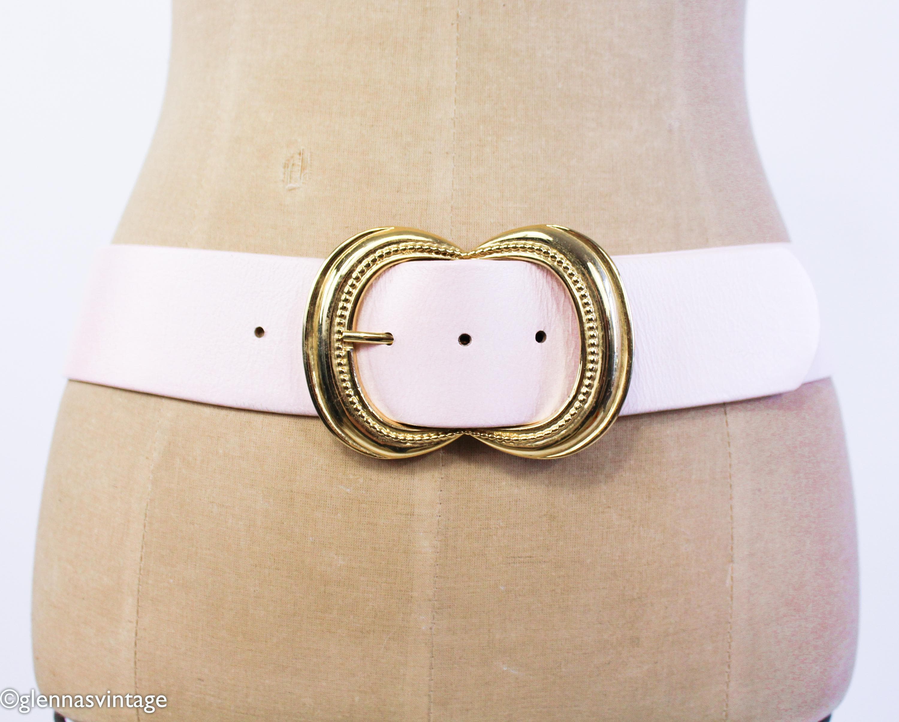 St John Jeweled‎ Buckle Metallic Gold Leather Belt, 36\