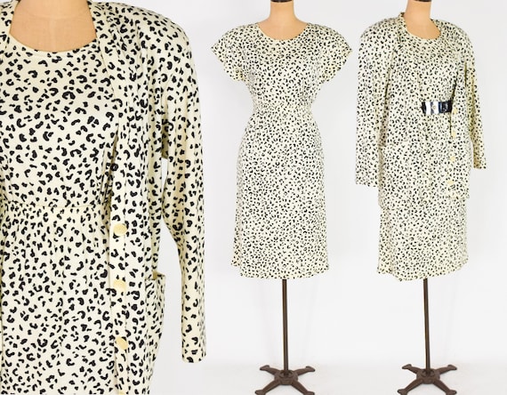 1980s Animal Print Cotton Knit Set | 80s Leopard … - image 2