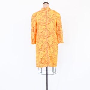 1960s Orange Yellow Print Dress 60s Yellow & Orange Nylon Print Shift Twiggy Medium image 6