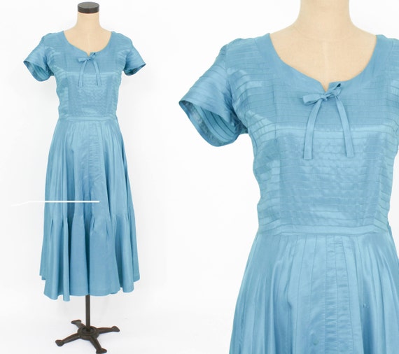 1940s Blue Party Dress 40s Peacock Blue Taffeta Dress Joan - Etsy