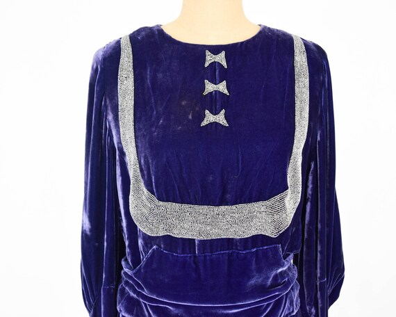 1900s Purple Silk Velvet Gown | Purple Beaded Eve… - image 8