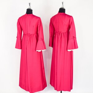 1960s Hot Pink Maxi Dress 60s Fuchsia Evening Dress Set Bridesmaid Dress Lorrie Deb XS & Small image 7