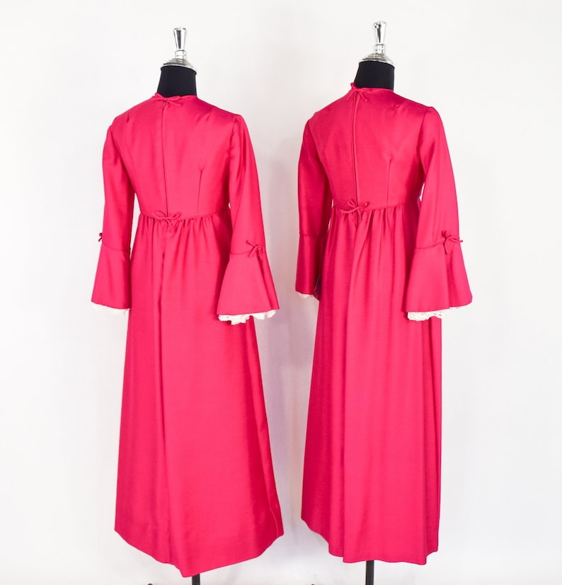 1960s Hot Pink Maxi Dress 60s Fuchsia Evening Dress Set Bridesmaid Dress Lorrie Deb XS & Small image 7