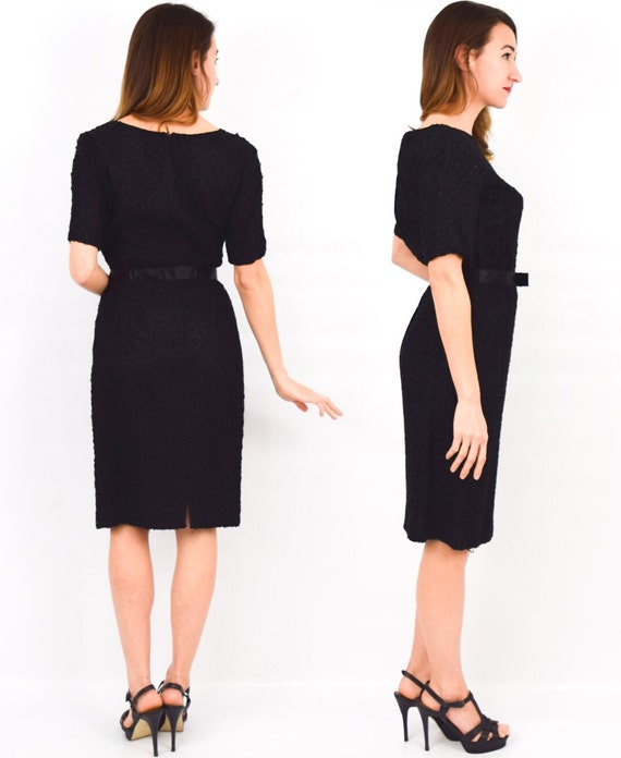 1960s Black Ribbon Dress | 60s Black Party Dress … - image 2