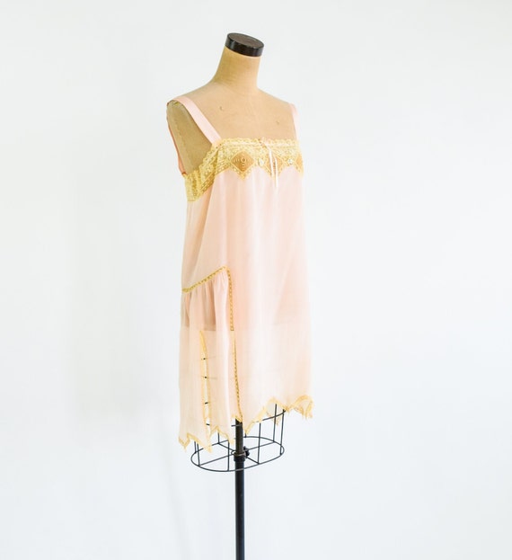 1920s Peach Silk Slip Lingerie | 20s Pink Silk Li… - image 2