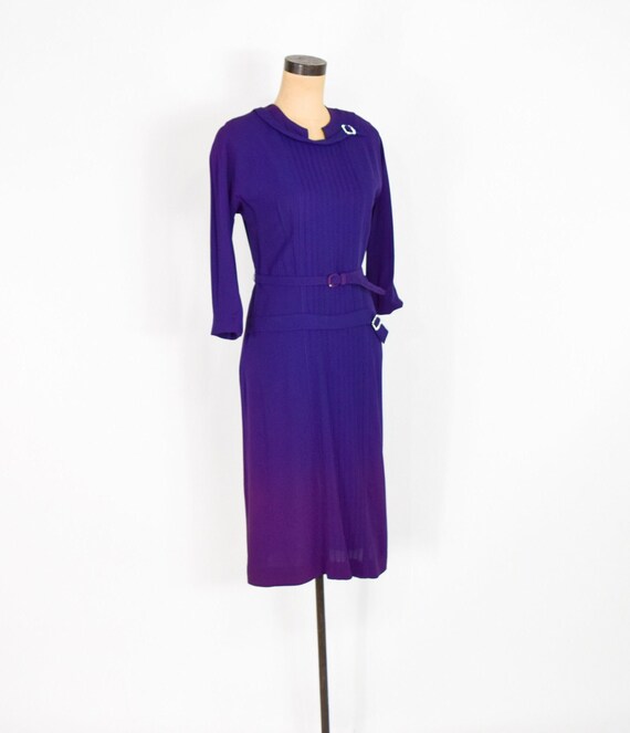 1940s Purple Crepe Dress | 40s Purple Rayon Crepe… - image 3