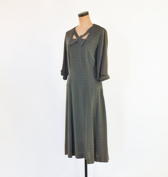 1940s Olive Green Dress | 40s Green Crepe Dress |… - image 3