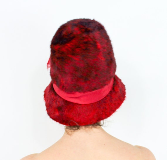 1960s Red Mohair Hat | 60s Cranberry Mohair Bucke… - image 8