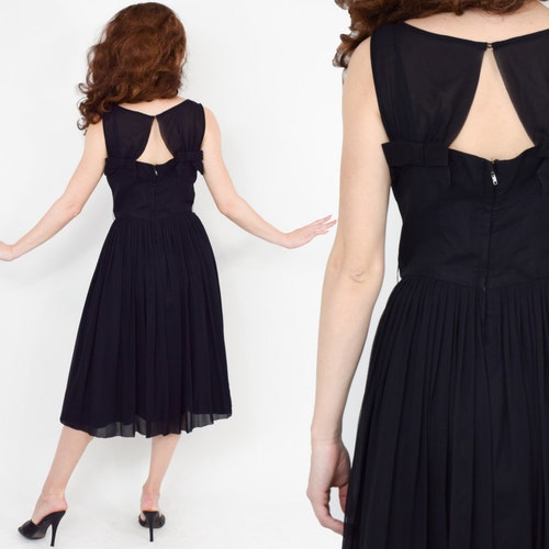 Caryle 1950s Black Cocktail Party Dress 50s Black Taffeta Etsy