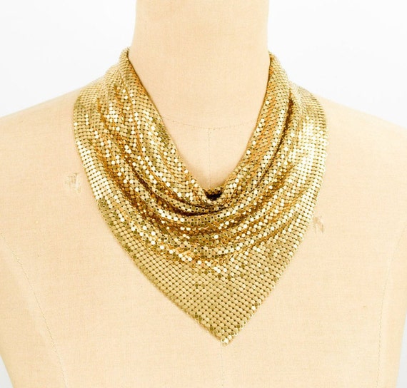 gold mesh scarf necklace