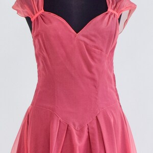 1940s Mauve Pink Party Dress 40s Pink Chiffon Evening Dress Medium image 8