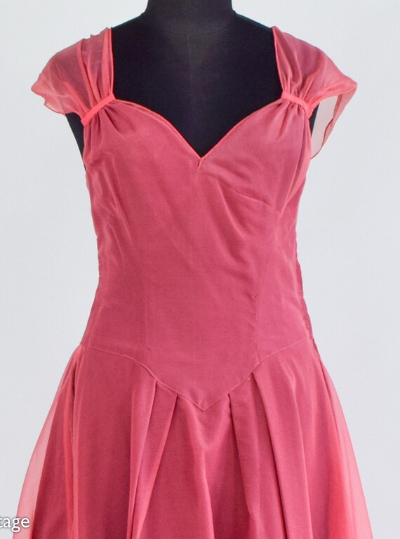 1940s Mauve Pink Party Dress | 40s Pink Chiffon E… - image 8