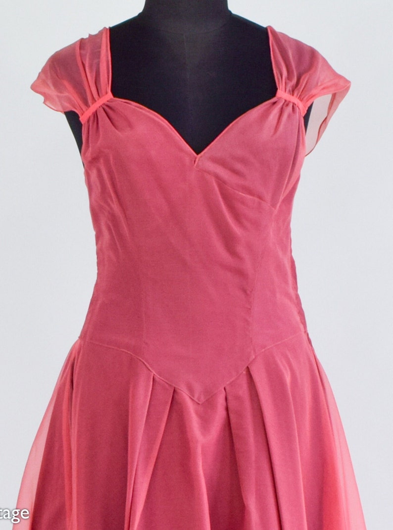 1940s Mauve Pink Party Dress 40s Pink Chiffon Evening Dress Medium image 8