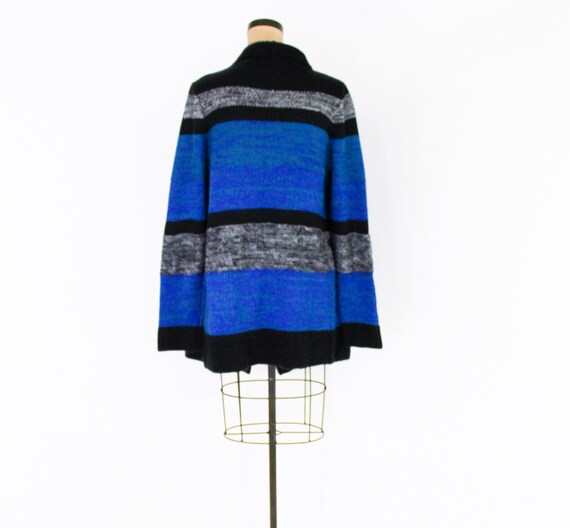 1990s Blue & Gray Stripe Cardigan | 90s Blue Wrap… - image 5