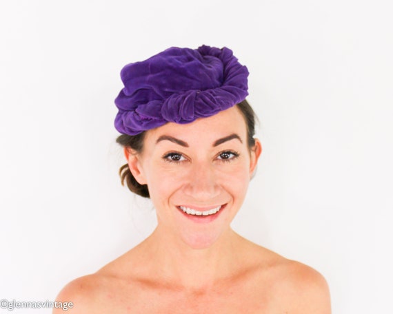 1920s-1930s Purple Silk Velvet Hat | 20s Purple V… - image 8