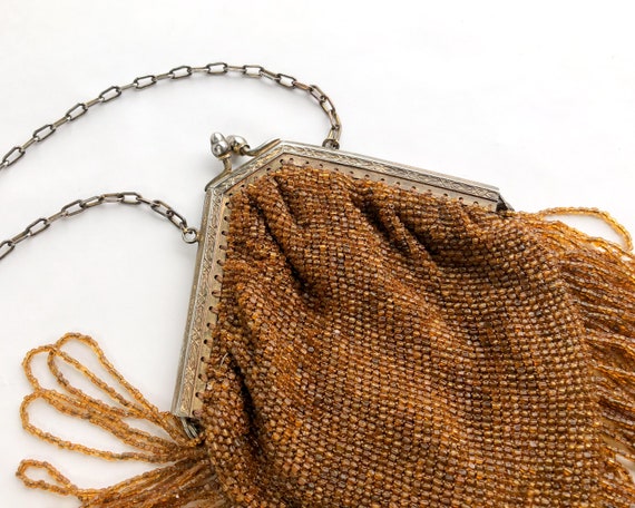 1900s Gold Beaded Evening Handbag | 1910s Gold Lo… - image 6