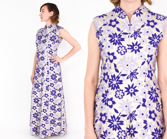 1960s Purple Brocade Evening Dress | 60s Purple Me