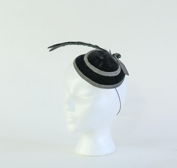 1960s Black Feather Fascinator Hat | Vintage Fascinator | Sonni